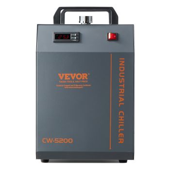 VEVOR Industrial Water Chiller, CW-5200, Industrial Water Cooler Cooling System with Built-in Compressor 7L Water Tank Capacity 13 L/min Max Flow Rate, for CO2 Laser Engraving Machine Cooling Machine