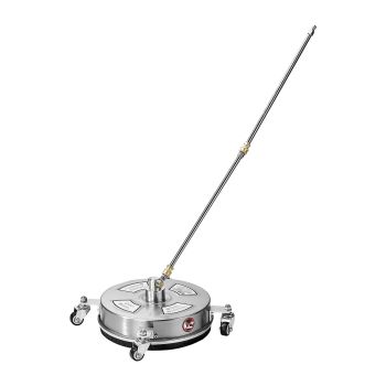 VEVOR 14" Pressure Washer Surface Cleaner, Stainless Steel Pressure Washer Attachments with 4 Wheels, 4000 Max PSI, 1/4 Quick Connector, 2 Spray Nozzles, 2 Extended Wands for Concrete, Patio, Deck