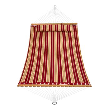 VEVOR Double Quilted Fabric Hammock, 12 FT Double Hammock with Hardwood Spreader Bars, 2 Person Quilted Hammock with Detachable Pillow and Chains for Camping Outdoor Patio Yard Beach, 480 lbs Capacity