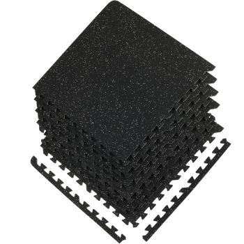 VEVOR 6 PCS 1/2 inch Thick Gym Floor Mats, 24" x 24" EVA Foam & Rubber Top Interlocking Workout Floor Mats with 24 sq.ft Coverage, Waterproof Exercise Puzzle Flooring for Gym, Home, Garage, Basement