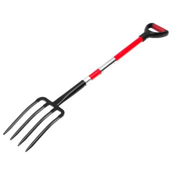 VEVOR 4 Tines Garden Fork Fiberglass Handle 45 in Spading Pitchfork Heavy Duty