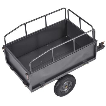VEVOR Garden Utility Trailer, 17 Cu. Ft & 272 kg Capacity, ATV UTV Hauling Trailer, Tow Behind Steel Dump Cart with 16" Tires, Hand Pull or Foot Pedal, Heavy Duty Yard Trailers for Lawn Mower Tractor