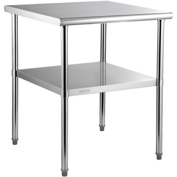 VEVOR Stainless Steel Work Prep Table Commercial Food Prep Table 30x30x36in