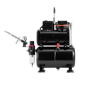 VEVOR Airbrush Kit Air Brush Kit 1/6 HP Air Compressor Tank 1 Airbrush 3 Tips