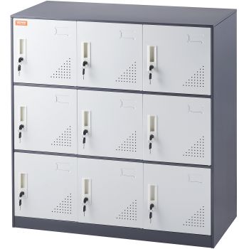 VEVOR 9 Doors Metal Storage Cabinet Employees Steel Storage Cabinet Office Gray