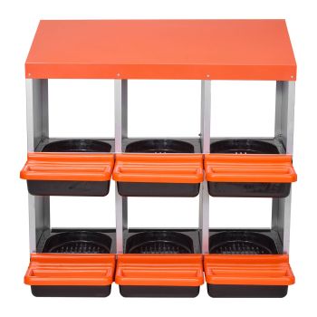 VEVOR 2 Tiers Chicken Nesting Boxes, 6 Compartments, Metal Egg Laying Boxes with Protective Collection Lids, Roll Out Nesting Box, Easy to Assemble, Ideal for Hens, Ducks, Chickens, and Other Poultry