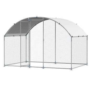 VEVOR Metal Chicken Coop, 9.8x6.5x6.5ft Large Walk-in Chicken Runs with Cover, Doom Roof Hen House Enclosure with Security Lock, Outdoor Duck Rabbit Cage Poultry Pen for Backyard, Farm, Yard