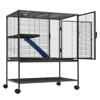 VEVOR 36" Metal Small Animal Cage 2-Tier Rolling Ferret Cage with Tray A Ramp
