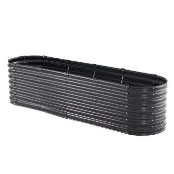 VEVOR Metal Raised Garden Bed, 8 x 2 x 2 ft Outdoor Galvanized Planter Box, with Open Bottom, Large Oval Planter Raised Bed for Gardening Vegetables, Flowers, Herbs, and Succulent Plants, Dark Gray