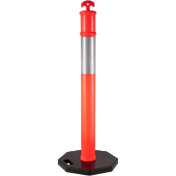 VEVOR 6Pack Traffic Delineator Posts 44 Inch Height, PE Delineator Cones Post Kit 10 inch Reflective Band, Delineators Post with Rubber Base 16 inch for Construction Sites, Facility Management etc.