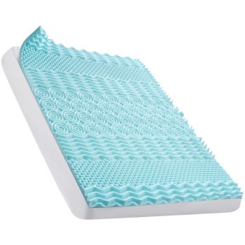 VEVOR Mattress Topper, Queen Size, 50.8 mm Thickness, Memory Foam Mattress Pad, Cooling Gel Infusion, Compressed Package for Quick Setup, 7 Comfort Zones for Pressure Relief, Comfy Support for Any Bed