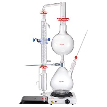 VEVOR Essential Oil Distillation Kit, 2000ml Distillation Apparatus, 3.3 Boro Lab Glassware Distillation Kit with 1000W Heating Plate and 24, 40 Joint, 28 pcs Set