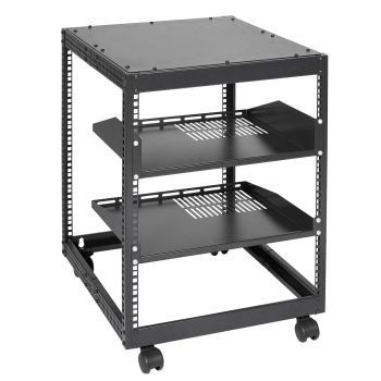 VEVOR 12U Open Frame Server Rack, 15''-40'' Adjustable Depth, Free Standing or Wall Mount Network Server Rack, 4 Post AV Rack with Casters, Holds All Your Networking IT Equipment AV Gear Router Modem