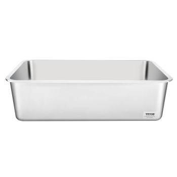 VEVOR Cat Litter Box, 152 mm Deep, XL Extra Large Stainless Steel Cat Litter Box with Scoop, Wide Filtering Foot Board & High Sides, Enclosed Odor-Free Easy-to-Clean Litter Box, Fit for Big Cats