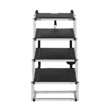 VEVOR Dog Stair for Cars 4-step Folding Dog Steps Aluminum Loads up to 150 lbs, Foldable 24-25.4 in Adjustable Height