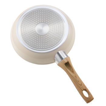 VEVOR Frying Pan Skillet, Aluminum Egg Fry Pans, 3 Pcs (200, 240, 280 mm), Nonsitck Ceramic Heavy-Duty Skillets with Heat-Resistant Handle, Chef's Kitchen Cookware for Gas, Electric, Induction, Beige