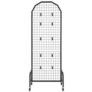 VEVOR 2 Packs Grid Wall Panels, 600 x 1640mm Wire Grid Panels Display Rack, Movable Art Display Shelf with Wheels and 20 Hooks, Black Carbon Steel Gridwall for Craft Show, Decor, Storage, Notice Board