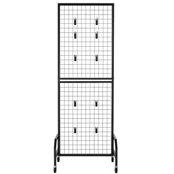 VEVOR 3 Packs Grid Wall Panels, 600 x 1640mm Wire Grid Panels Display Rack, Movable Art Display Shelf with Wheels and 30 Hooks, Black Carbon Steel Gridwall for Craft Show, Decor, Storage, Notice Board