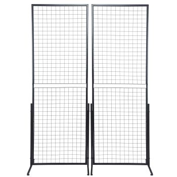 VEVOR 2' x 5.6' Grid Wall Panels Tower, 2 Packs Wire Gridwall Display Racks with T-Base Floorstanding, Double Side Gridwall Panels for Art Craft Shows, Retail Display with Extra Clips and Hooks