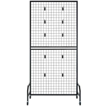 VEVOR 2 Packs Grid Wall Panels, 898 x 1798 mm Wire Grid Panels Display Rack, Movable Art Display Shelf with Wheels & 10 Hooks, Black Carbon Steel Gridwall for Craft Show, Decor, Storage, Notice Board
