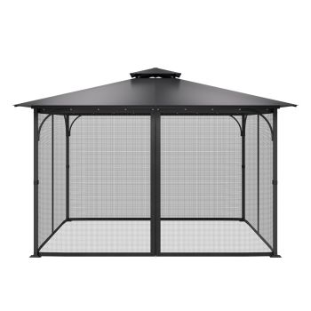 VEVOR Gazebo Netting Replacement, Fit Most 12 x 12 x 7.5 FT Gazebo Curtain, Outdoor Garden Net, 4-Panel Sidewall Mesh Net, Patio Midge Netting with Double Zipper, Canopy Screen (Netting Only)