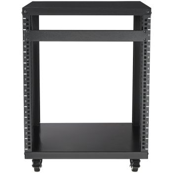 VEVOR 12U AV Rack Stand, 136.08kg Capacity, Network Stereo Recording Studio Rack with Lockable Caster Wheels Round & Square Holes, Special Vent for 482.6 mm Audio Video Musical & IT Equipment Mounting