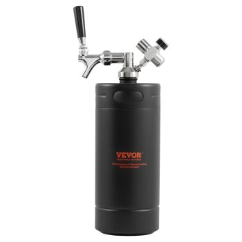 VEVOR Beer Growler Tap System, 4L Mini Keg, 304 Stainless Steel Pressurized Beer Growler, Keg Growler with Pressure Display, CO2 Regulator Faucet, Leak-Proof Ring For Draft, Homebrew, Craft Beer