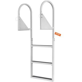 VEVOR Dock Ladder, Flip-Up 3 Steps, 159 kg Load Capacity, Aluminum Alloy Pontoon Boat Ladder with 50.8 mm Wide Step & Nonslip Rubber Mat, Easy to Install for Ship/Lake/Pool/Marine Boarding
