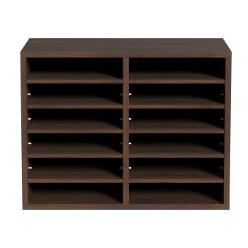 VEVOR Wood Literature Organizer Adjustable File Sorter 12 Compartments Brown