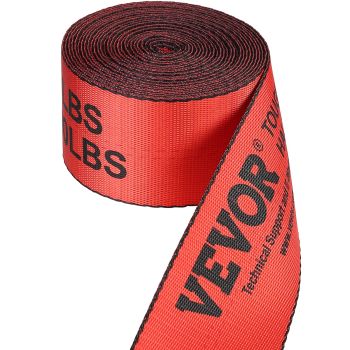VEVOR Winch Straps, 10.2 cm x 9.1 m, 2.7T Load Capacity, 8.2T Breaking Strength, Truck Straps with Flat Hook, Flatbed Tie Downs Cargo Control for Trailers, Farms, Rescues, Tree Saver, Red (10 Pack)