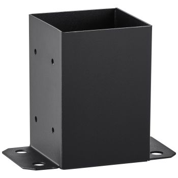 VEVOR 101.6x101.6mm Post Base 4 Pcs, Inner Size 91x91 Post Base Brackets, Heavy Duty Powder-Coated Post Anchor Matte Black Wood Post Brackets for Pavilion Deck Railing Support Deck Base Plate