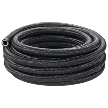 VEVOR 6AN Fuel Line Kit, 7.62 m Fuel Hose Kit, Nylon Stainless Steel Braided PTFE Fuel Line Kit, E85/Oil/Gas/Diesel Hose End Fitting Kit, with 15 PCS Swivel Fitting Adapter Kit, Black