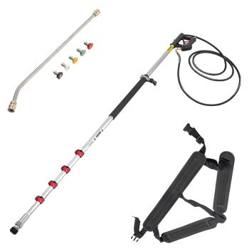 VEVOR Telescoping Pressure Washer Wand, 20 ft 5-Section Length Adjustable, Max. 4000 PSI Fit for 3/8'' Quick Connection, 5 Spray Nozzles, Belt, for Roof, Fence, Gutter, Silver