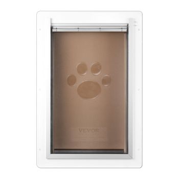 VEVOR Pet Door, 31.2 x 43.5 cm Metal Frame with Lock and 3-Flap System, Weatherproof Doggy Door, Easy to Install in Interior or Exterior Walls, Pet Door Suitable for Cat Doggie Kitties (White-Medium)