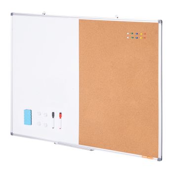 VEVOR 48"x 36" Whiteboard & Cork Board Combo with Aluminum Frame – 2-in-1 Magnetic Dry Erase Bulletin Board for Wall Mount – Ideal for School, Home, Office