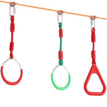 VEVOR Ninja Warrior Obstacle Course for Kids, 2 x 19.8m Weatherproof Slacklines, 500lbs Weight Capacity Monkey Line, Outdoor Playset Equipment, Backyard Toys Training Equipment Set with 12 Obstacles