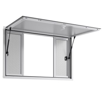 VEVOR Concession Window 1346x838 mm, Aluminum Alloy Service Window for Food Truck, Up to 85 Degrees Stand Serving Window with 4 Sliding Windows, Awning Door, and Drag Hook, for Concession Trailers