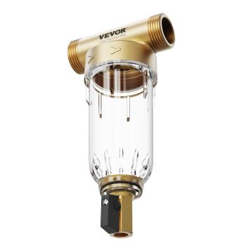 VEVOR Spin Down Filter, 40 Micron Whole House Sediment Filter for Well Water, 3/4" G-F + 1" G-M, 4 T/H High Flow Rate, for Whole House Water Filtration Systems, Well Water Sediment Filter