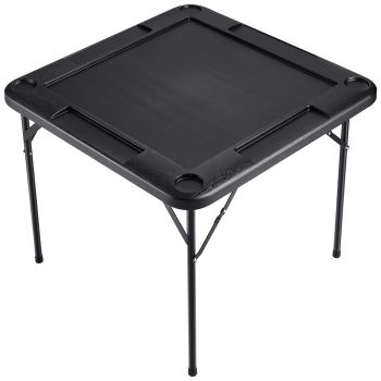VEVOR Mahjong Table, Square 4 Player Folding Card Table with 4 Cup Holders & 4 Chip Trays, Portable Domino Game Table with 1 Set of Dominoes for Mahjong Poke Puzzles, 90 x 90-inch, Black