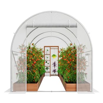 VEVOR Walk-in Tunnel Greenhouse 9.58x6.43x6.23ft Galvanized Frame PE Cover White