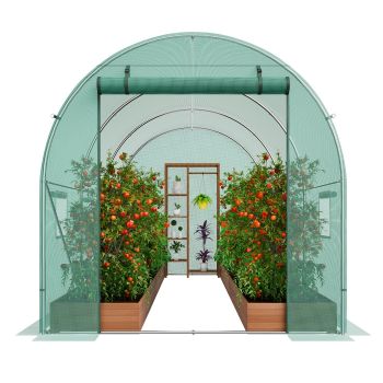 VEVOR Walk-in Tunnel Greenhouse 11.32x6.4x6.3ft Galvanized Frame PE Cover Green