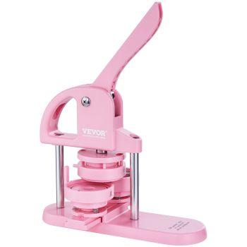 VEVOR Button Maker, 1/1.25/2.28 inch(25/32/58mm) 3-IN-1 Pin Maker, 300pcs Button Parts, Button Maker Machine with Panda Magic Book, Ergonomic Arc Handle Punch Press Kit, For Children DIY Gifts, Pink