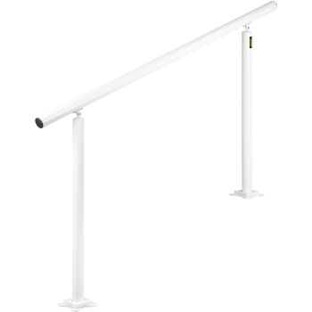 VEVOR Outdoor Stair Railing Kit, 5 FT Handrails 0-5 Steps, Adjustable Angle White Aluminum Stair Hand Rail for The Elderly, Handrails for Outdoor Steps