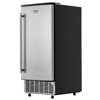 VEVOR Undercounter Built-in Ice Maker, 80 Lbs/Day Under Counter Ice Maker Machine with Reversible Door Stainless Steel, Freestanding Ice Maker for Commercial Home Kitchen, Electric Drainage