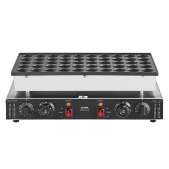 VEVOR Mini Dutch Pancake Maker, 50PCS 43mm Diameter Dorayaki Baker Machine, 1700W Commercial Electric Poffertjes Grill, Non-stick Stainless Steel, Dual Temp & Time Control, for Home Kitchen Restaurant