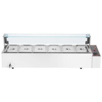 VEVOR Commercial Electric Food Warmer Countertop Buffet 6*5Qt with Glass Shield