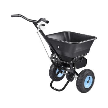 VEVOR Lawn Spreader, 100LBS Capacity, Walk-Behind Push Spreader, 0-9.8ft Spreading Width, 13 in All Terrain Pneumatic Tires, Fertilizer Spreaders with Hopper Grate, for Seed Salt Ice Melt