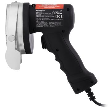 VEVOR Electric Shawarma Knife, 80W Professional Turkish Kebab Knife, Commercial Stainless Steel Gyro Cutter, Doner Kebab Meat Slicer with 2 Blades, 100mm Blade Diameter, 0-8mm Adjustable Thickness