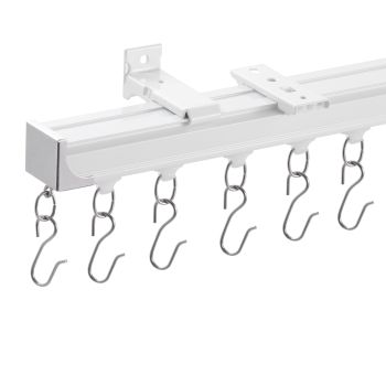 VEVOR Ceiling Curtain Track Set 17.7 FT/5.4 Meter Room Divider with Hooks White