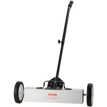 VEVOR Rolling Magnetic Sweeper with Wheels, Push-Type Magnetic Pick Up Sweeper, Large Magnet Pickup Lawn Sweeper, 20.4kg Magnet with Telescoping Handle, Easy Cleanup of Workshop Garage Yard